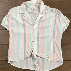 NWT Lauren Conrad Pastel Stripe Button Down